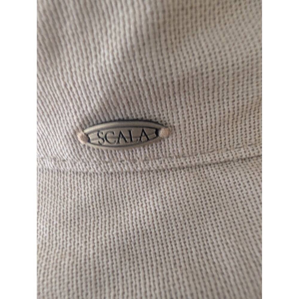 Vintage Scala Womens Tan Khaki Wide Brim Bucket Sun Hat Adjustable Handmade - Picture 5 of 8